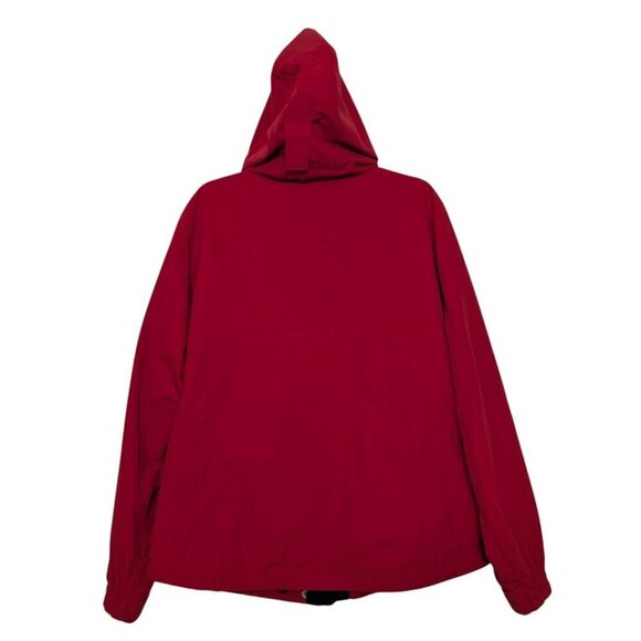 LL Bean Windbreaker Hooded Jacket Womens Size Medium Red Nylon Full Zip Outdoor - Picture 8 of 12